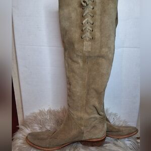 B/ X By Bronx Camel Suede Tie Up Knee High Boots 40